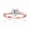 Heart White Moissanite Prong Rose Gold Plated Silver Solitaire Ring