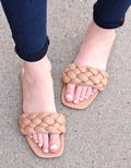 Braided Flat Sandals -Camel by Boutique 23