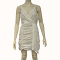 Lulus Primped to Perfection White Floral Burnout Chiffon Ruched Dress, Large by Vanessa Jane