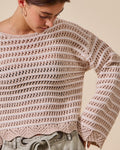Textured Stripe Sweater W/ Scallop by Boutique 23