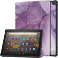 Inspire Series Tri-Fold Purple Marble Folio Case - Amazon Fire HD 10 by Zerodamage Sahara Case LLC