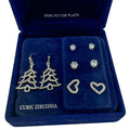 RH Macy Fine Silver Plated Cubic Zirconia Christmas Tree Earring Set by Vanessa Jane