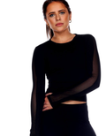 Cropped Long Sleeve Active Top w/ Mesh Detail by Boutique 23