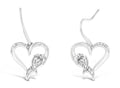 Sterling Silver Round Cut Diamond Heart Dangle Earrings (0.09 cttw, H-I Color, I1-I2 Clarity) by Bids.com