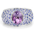 4.21 Carat Genuine Amethyst and Tanzanite .925 Sterling Silver Ring by Bids.com