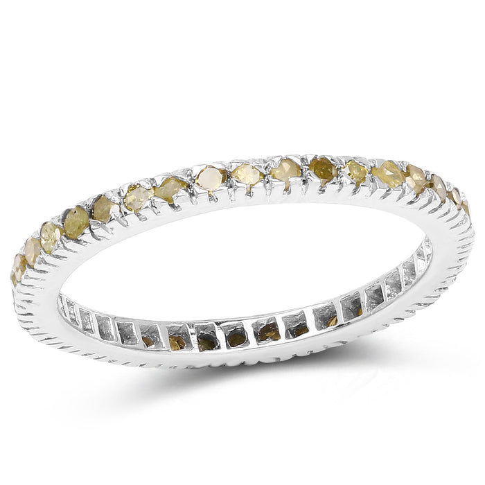 0.57 Carat Genuine Yellow Diamond .925 Sterling Silver Ring by Bids.com