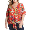 Karen Kane Womens Plus Size Tie Front Top, Size 3X by Vanessa Jane