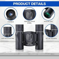 High Powered Mini Pocket Binoculars 10x25 with Phone Adapter – Compact, Lightweight, Portable – Black by DailySale