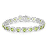 9.24 Ct Heart Green Peridot & Diamond Prong Silver Tennis Bracelet