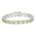 9.24 Ct Heart Green Peridot & Diamond Prong Silver Tennis Bracelet by Fine Color Jewels