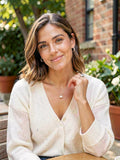 Aqua Shell & Cultured Freshwater Pearl Pendant Necklace by Vanessa Jane
