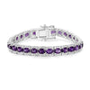 12.18 Ct Oval Purple Amethyst Prong Sterling Silver Inline Tennis Bracelet