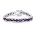 12.18 Ct Oval Purple Amethyst Prong Sterling Silver Inline Tennis Bracelet by Fine Color Jewels