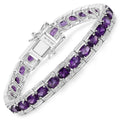 12.18 Ct Oval Purple Amethyst Prong Sterling Silver Inline Tennis Bracelet by Fine Color Jewels
