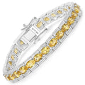 12.47 Ct Oval Golden Yellow Citrine Prong Sterling Silver Inline Tennis Bracelet by Fine Color Jewels