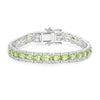 12.47 Ct Oval Green Peridot Prong Sterling Silver Inline Tennis Bracelet