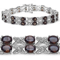 12.60 Ct Oval Brown Smoky Quartz Prong Silver Double Row Crossover Tennis Bracelet by Fine Color Jewels