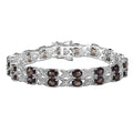 12.60 Ct Oval Brown Smoky Quartz Prong Silver Double Row Crossover Tennis Bracelet by Fine Color Jewels