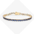 12.71 Ct Marquise Blue Sapphire Prong 10K Yellow Gold Diagonal Inline Tennis Bracelet by Fine Color Jewels