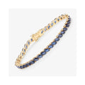 12.71 Ct Marquise Blue Sapphire Prong 10K Yellow Gold Diagonal Inline Tennis Bracelet by Fine Color Jewels
