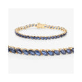 12.71 Ct Marquise Blue Sapphire Prong 10K Yellow Gold Diagonal Inline Tennis Bracelet by Fine Color Jewels