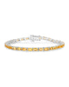 12.80 Ct Octagon Yellow Citrine Prong Sterling Silver Tennis Bracelet