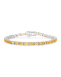12.80 Ct Octagon Yellow Citrine Prong Sterling Silver Tennis Bracelet by Fine Color Jewels