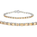 12.80 Ct Octagon Yellow Citrine Prong Sterling Silver Tennis Bracelet by Fine Color Jewels