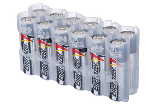 12 AA Pack Battery Caddy (Clear) by Storacell