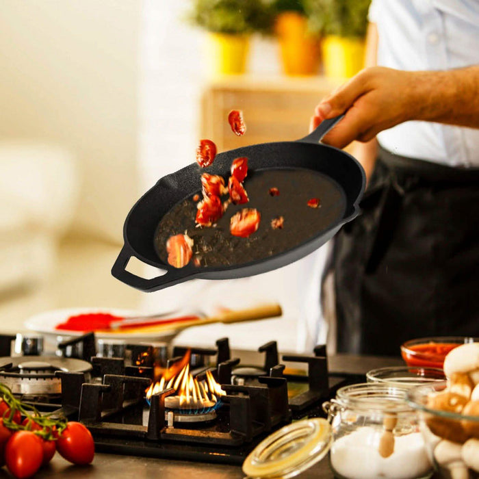 12 Inch Pre-Seasoned Cast Iron Skillet Oven Safe Cookware by DailySale