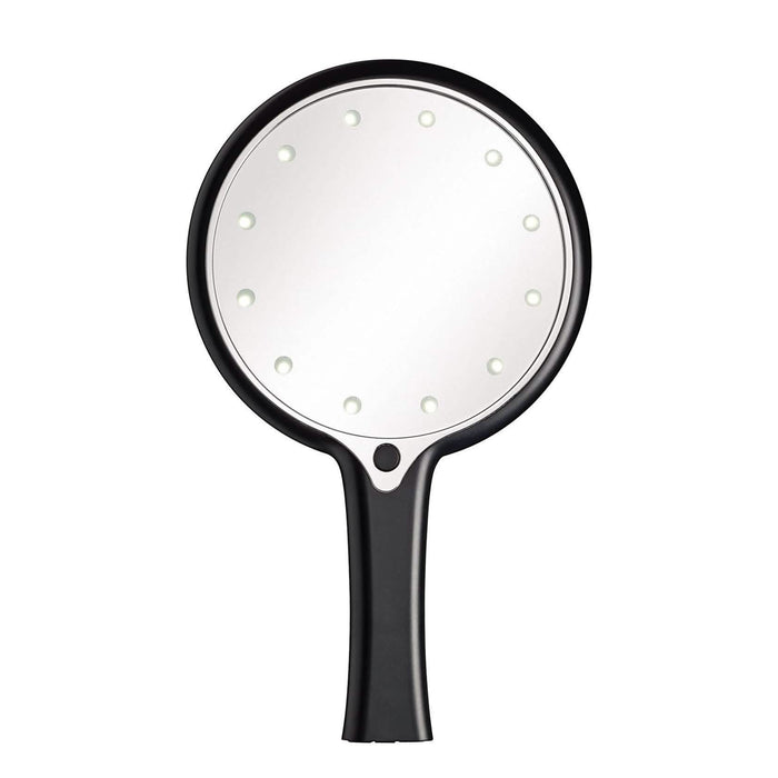 12 LED Lighted Hand Held Cosmetic Mirror, Black by DailySale