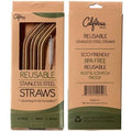 12-Pack: Reusable Stainless Steel Straw in Gold With Cleaning Brush by DailySale