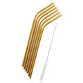 12-Pack: Reusable Stainless Steel Straw in Gold With Cleaning Brush by DailySale