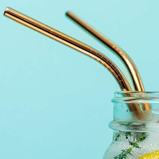 12-Pack: Reusable Stainless Steel Straw in Gold With Cleaning Brush by DailySale