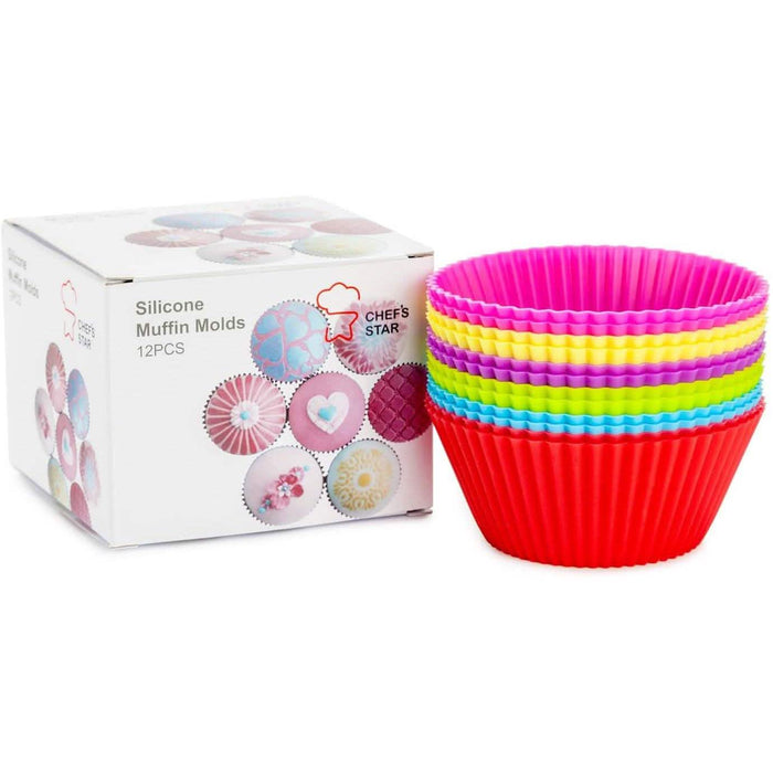 12-Piece: Chef's Star Silicone Baking Cups, Muffin Liners by DailySale