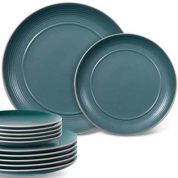 12-Piece: HITECLIFE Microwave and Dishwasher Safe Dinner Plates Set by DailySale