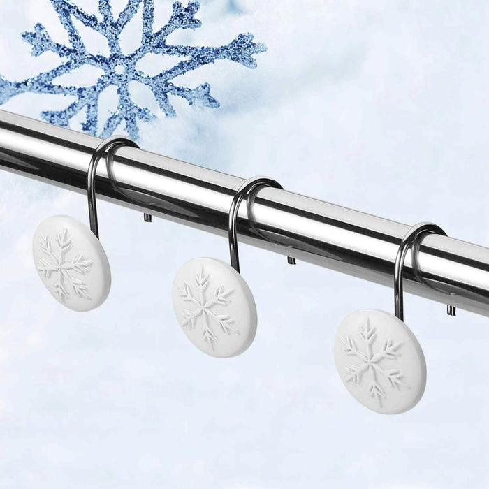12-Piece: Snowflake Anti-Rust Round Shower Curtain Hooks for Home Bathroom Decor by DailySale