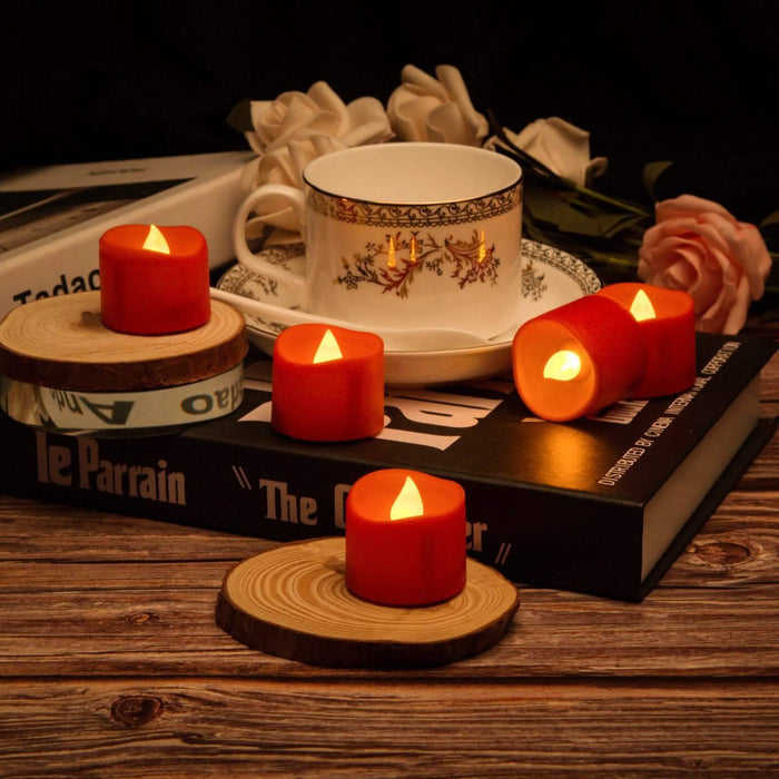 12-Pieces: Amber Yellow LED Tealight Flameless Candles with Timer by DailySale