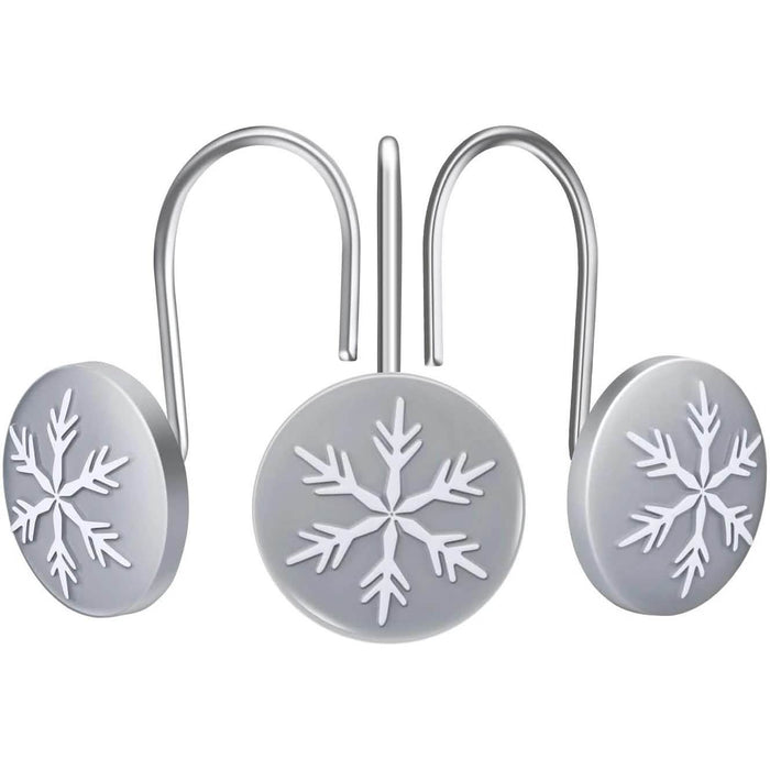 12-Pieces: Christmas Snowflake Anti-Rust Round Shower Curtain Hooks by DailySale