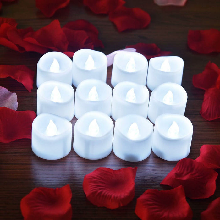 12-Pieces: LED Tealight Candle with 100-Pieces Fake Rose Petals by DailySale