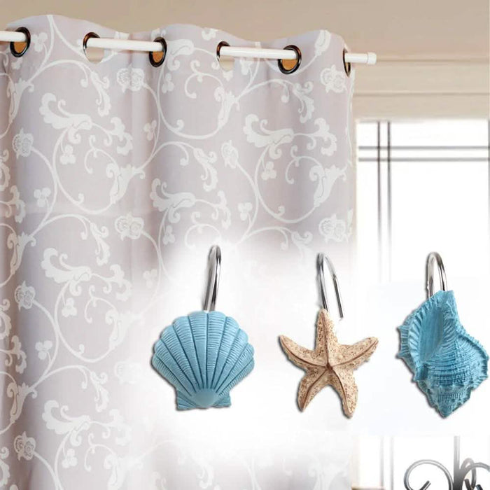 12-Pieces: Seashell Shower Curtain Hooks Bathroom Beach Shell by DailySale
