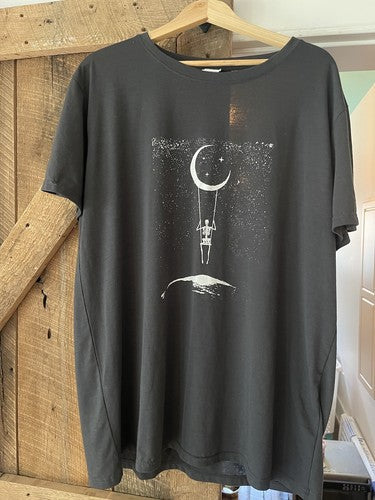Rosemia Womens Oversized Graphic Tee Crew Neck Loose Fit A-Starry Night Grey S by Deal US