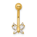 10k Gold Butterfly Navel Ring by Fine Color Jewels