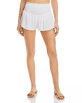 Aqua Swim Womens Smocked Elastic Semi-Sheer Swim Cover Up Shorts by Vanessa Jane