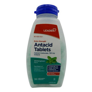 Leader™ Antacid Extra Strength 750 mg – Wintergreen Flavor (Chewable Tablets) by Pasteur Pharmacy
