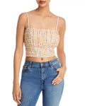 Aqua Cotton Printed Cropped Top by Vanessa Jane