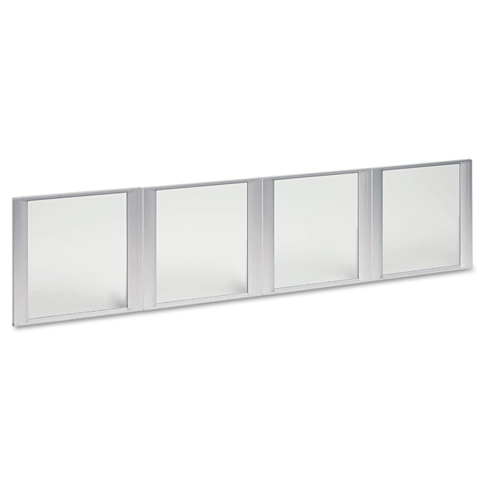 Alera Glass Door Set With Silver Frame For 72" Wide Hutch, 17w x 16h, Clear, 4 Doors/Set