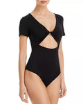 Aqua V-Neck Cutout Bodysuit, Size Medium by Vanessa Jane