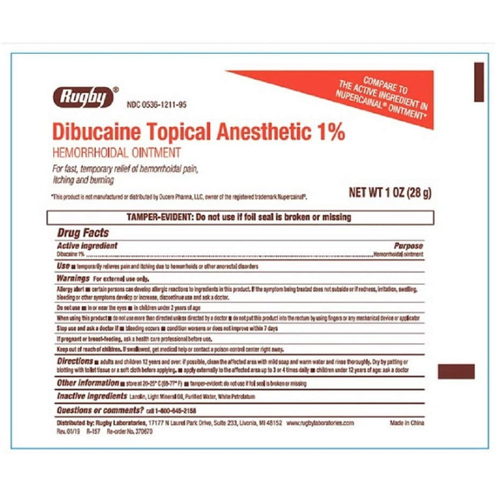 Rugby Dibucaine Topical Anesthetic Ointment 1 by Pasteur Pharmacy