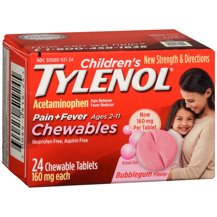 Children's Tylenol Chewable Tablets, 160mg Acetaminophen, Bubble Gum, 24 ct by Pasteur Pharmacy